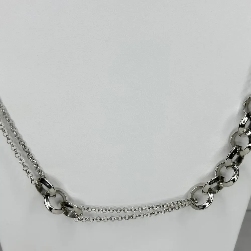Silver Tone Mixed Link Chain Necklace ✨